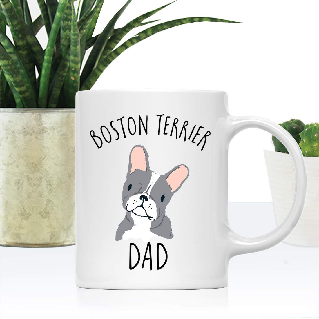 Funny Dog Coffee Mug 11oz - Grey Boston Terrier Dog Dad Gift, 1-Pack - Novelty Birthday & Christmas Cup for Dog Lovers - Perfect for Coffee, Tea & Office Desk Decor