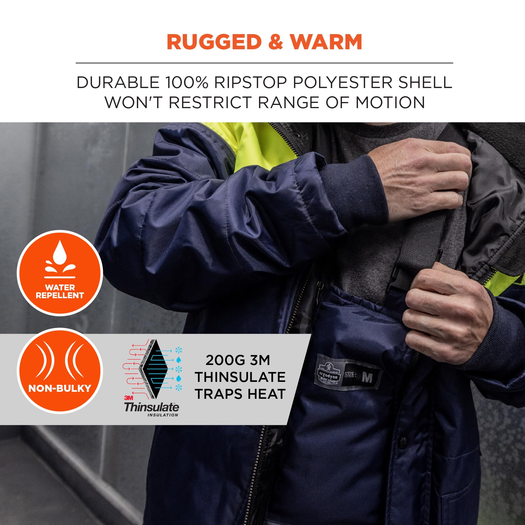 Ergodyne N-Ferno 6477 Insulated Freezer Bib Overalls - Cold Storage Work Gear for Men & Women - Waterproof & Thermal Protection for Freezer Workers, Butchers & Food Processing - Heavy Duty Winter Workwear
