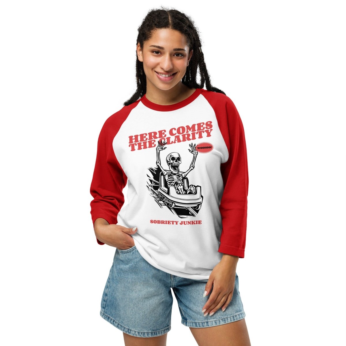 Clarity 3/4 Sleeve Raglan Shirt for Women - Comfortable Baseball Tee with Breathable Fabric - Perfect for Casual Wear, Yoga & Outdoor Activities