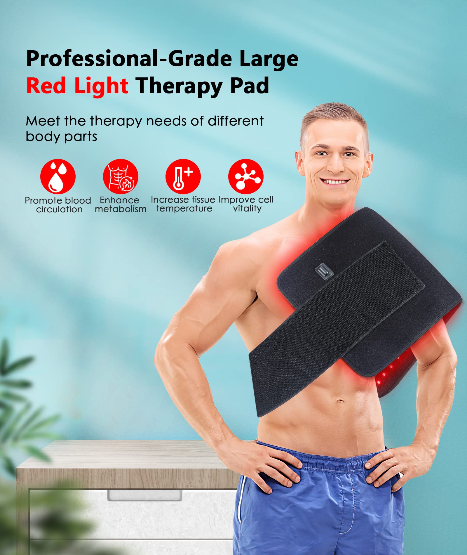 Red Light Therapy Pad for Pain Relief - 180W LED Red & Infrared Light Device Mat with 660nm & 850nm Wavelengths - Targets Waist, Back, Shoulder & Muscle Pain - Perfect for Home Use, Recovery & Relaxation