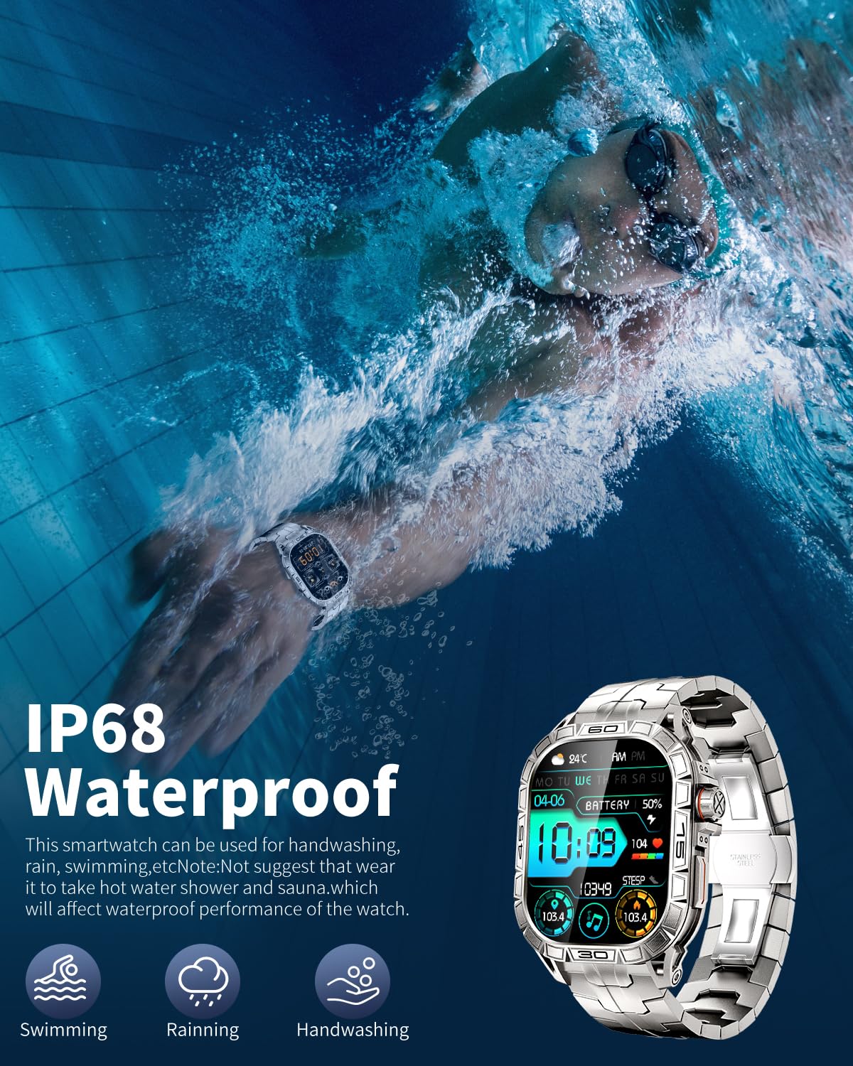 Military Smart Watch for Men - 1.96