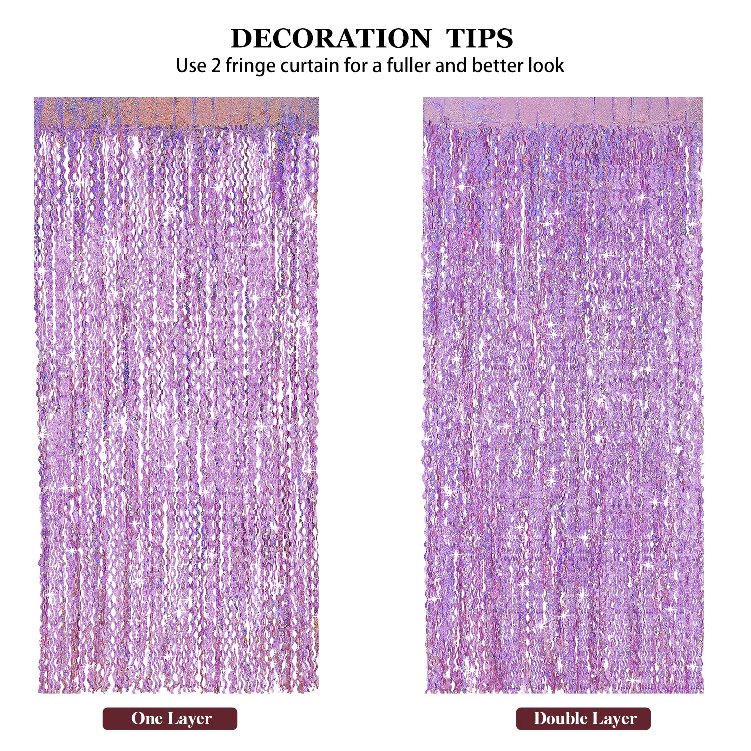 4 Pack Pink Tinsel Curtain Party Backdrop - 3.3 ft x 6.6 ft Sparkling Wavy Foil Fringe Curtain for Birthday, Bachelorette & Photobooth Decor | Girls Party Supplies, Baby Shower & Wedding Background