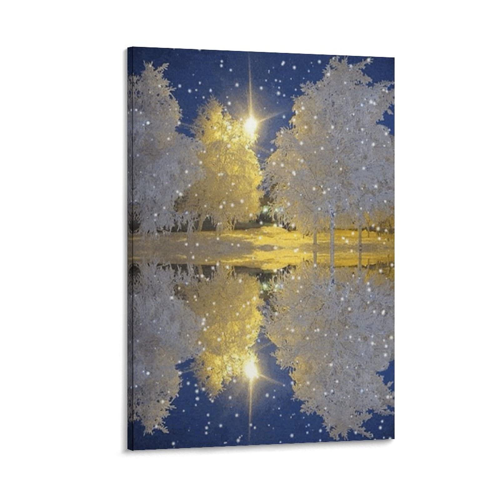 Riverbank & Moonlight Abstract Canvas Wall Art - Modern Oil Painting Print Poster for Home, Office, Bedroom Decor - Ready to Hang 24x36 inches (60x90cm) - Perfect for Living Rooms, Bedrooms, Bathrooms & Hotels