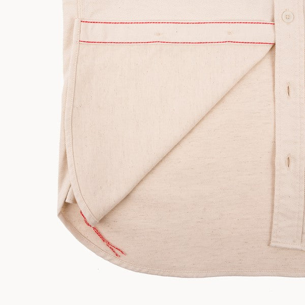 Iron Heart IHSH 414 9oz Cotton Linen Work Shirt - Off White | Durable Men's Casual Shirt for Workwear & Outdoor Activities
