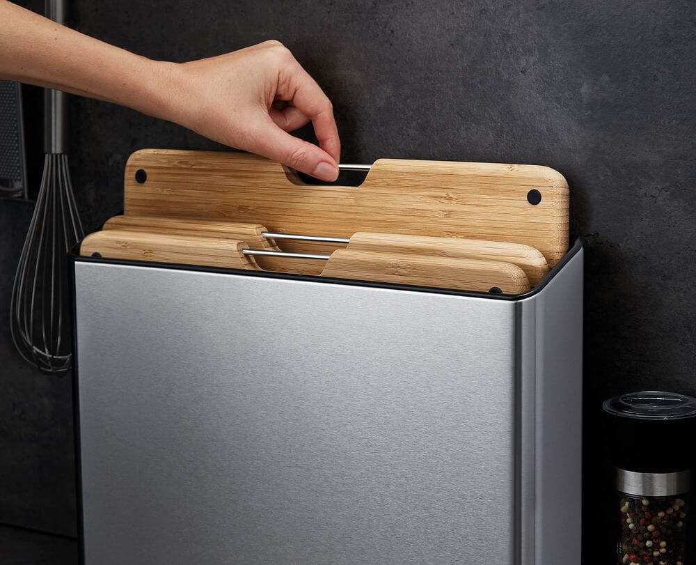 Joseph Joseph Folio Steel 3-Piece Bamboo Cutting Board Set - Durable Wooden Chopping Boards for Kitchen, Meat, Vegetables & Cheese - Perfect for Food Prep, Cooking & Serving