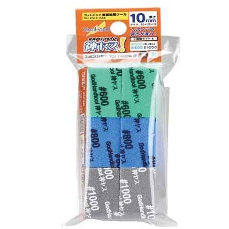 GodHand Kamiyasu Sanding Sponge Stick 10mm - Fine Grit Sandpaper Sponge for Woodworking, Metal & Drywall - Perfect for DIY Projects, Furniture Refinishing & Home Repairs