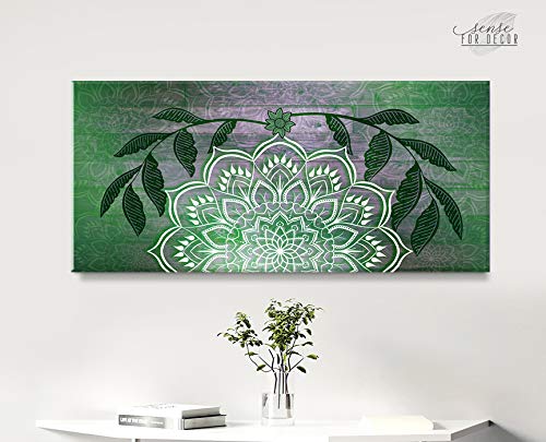 Boho Mandala Wall Hanging - Handmade Macrame Wall Art for Bedroom & Living Room Decor - Green Bohemian Headboard Tapestry (60