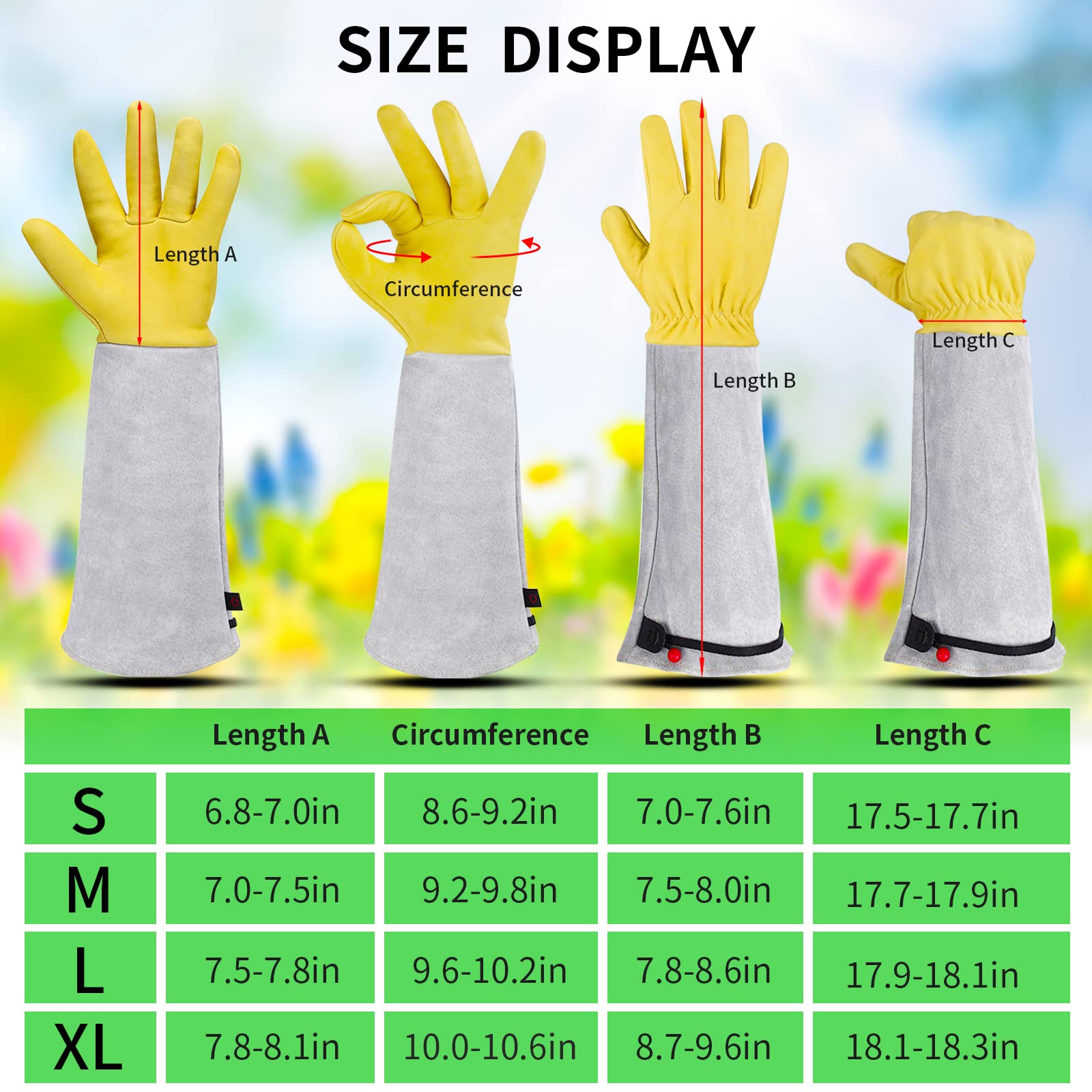 Rose Pruning Gloves - Thorn Proof Gardening Gauntlets for Men & Women | Goatskin Leather Cactus Gloves | Perfect for Rose Bushes, Cactus Care & Landscaping | Ideal Gardening Gift (Small)