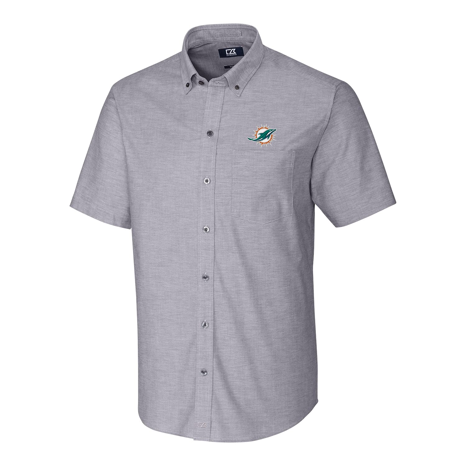 Cutter & Buck Men's NFL Stretch Oxford Short Sleeve Button-Down Shirt - Comfortable Woven Casual Shirt for Football Fans, Game Day & Everyday Wear