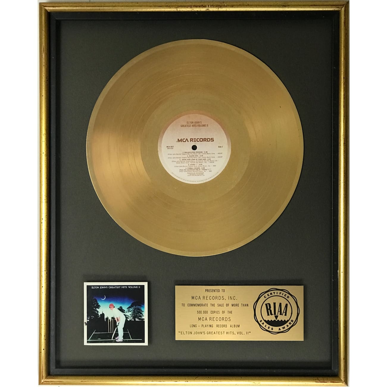 Elton John Greatest Hits Vol II - RIAA Gold Album Award - Perfect for Music Lovers & Collectors