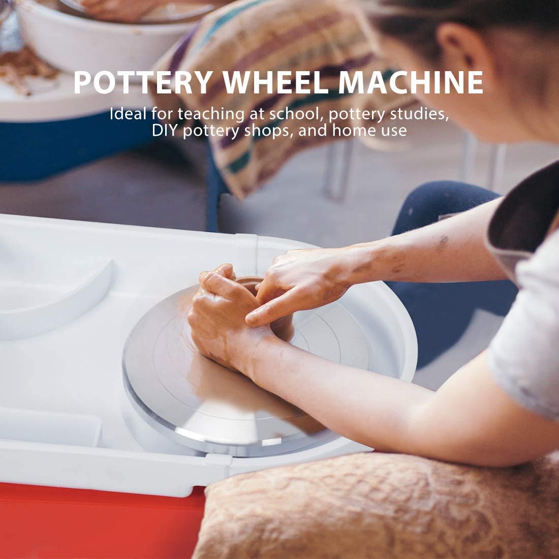 VIVOHOME 25CM 350W Electric Pottery Wheel with Foot Pedal & Detachable Basin - DIY Clay Tool for Ceramic Art, Pottery Making, Sculpting - Perfect for Beginners, Artists & Classroom Use (Orange)
