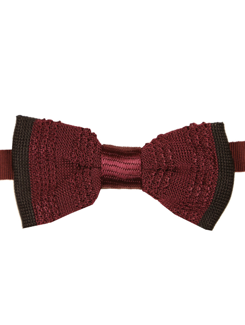 DÉCLIC Barre Knitted Bow Tie for Men - Burgundy & Black - Elegant Formal Accessory for Weddings, Parties & Business Events