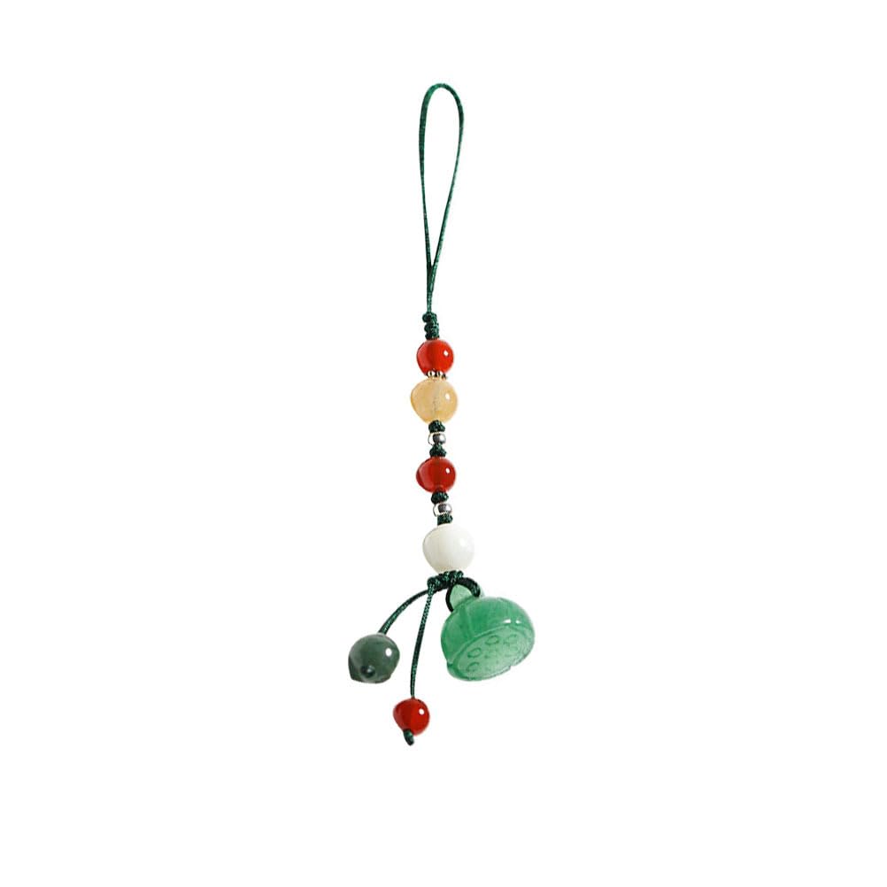 Jade Lotus Agate Phone Charm Strap - Elegant Mobile Phone Pendant & Keychain Accessory for iPhone, Android, Purse, Bag, Car Keys | Perfect Gift for Women, Girls, Fashion Lovers