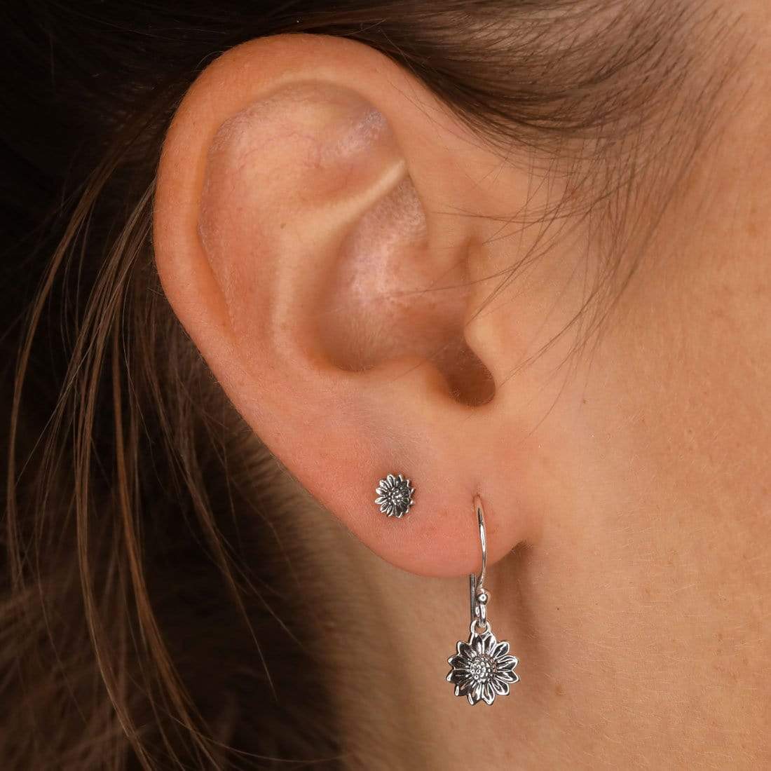 Tiny Delicate Sunflower Earrings for Women - Dainty Gold Plated Floral Stud Earrings - Perfect for Everyday Wear, Gift Giving & Summer Outfits