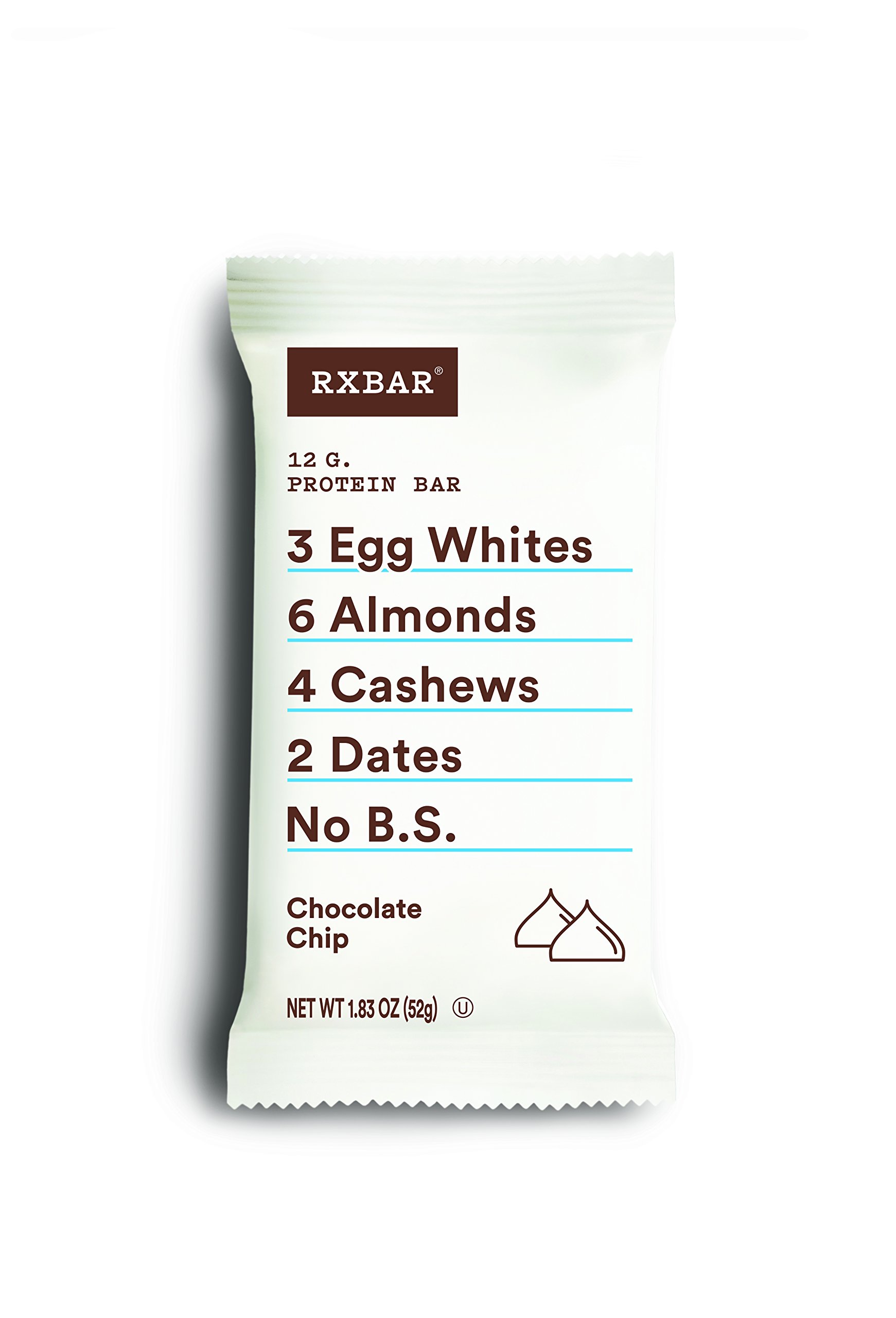 RXBAR Protein Bars - Chocolate Chip Flavor, 12 Pack (22oz) | High Protein Snack for Energy & Recovery | Perfect for Gym, Hiking & On-the-Go Nutrition