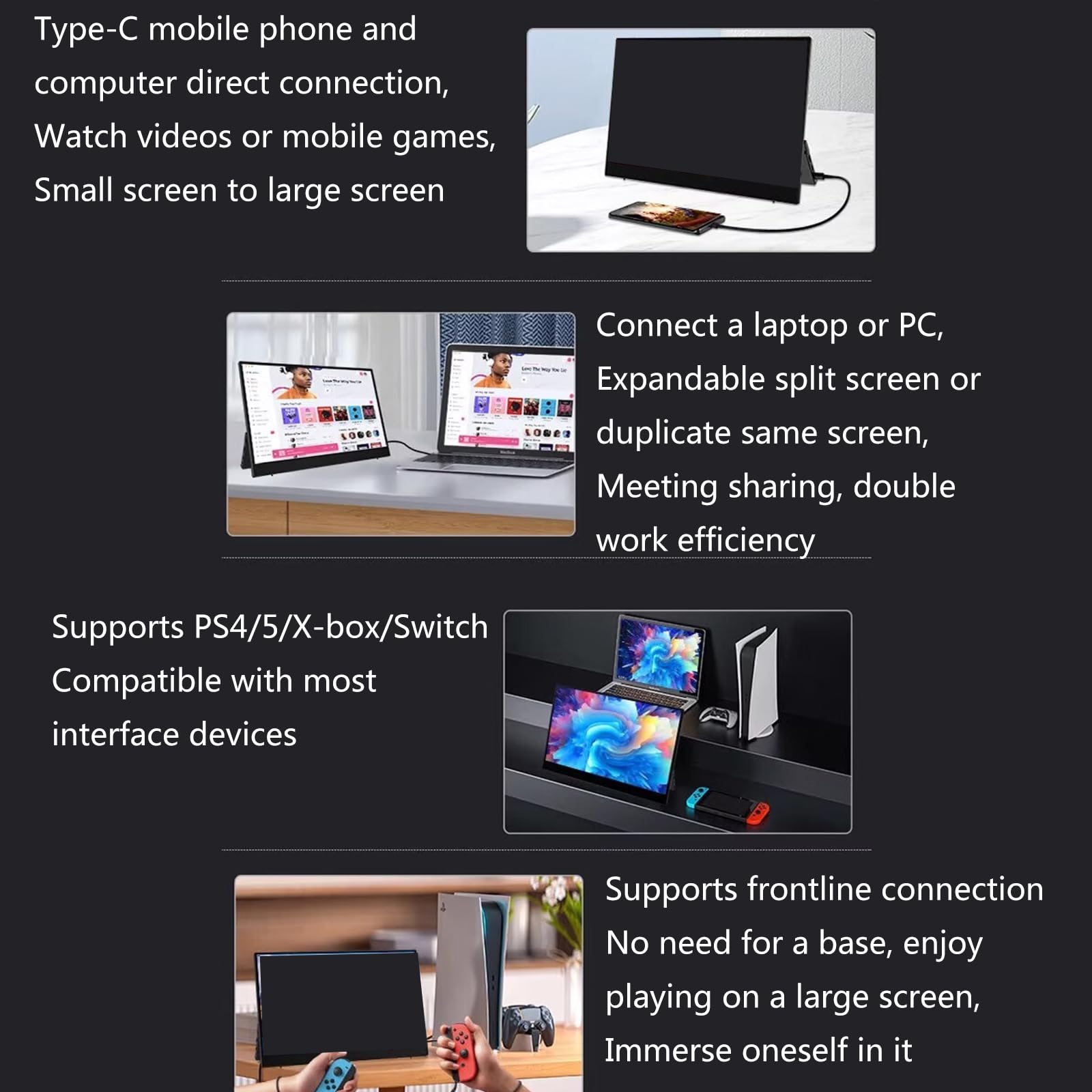 YIGZYCN 13.5 Inch Portable Gaming Laptop Monitor - 144Hz Secondary Display Screen with Single Wire Connection | Perfect for Multi-Tasking, Streaming & Work Setup