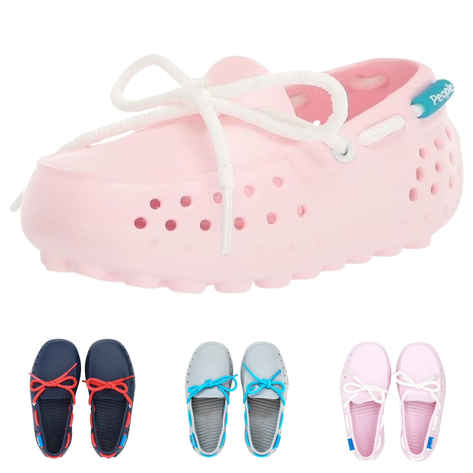 **People Footwear Kids' Boat Shoes - Lightweight Waterproof Slip-On Loafers for Boys & Girls, Anti-Slip Rubber Sole - Perfect for Beach, Pool, Outdoor Play & Casual Wear**