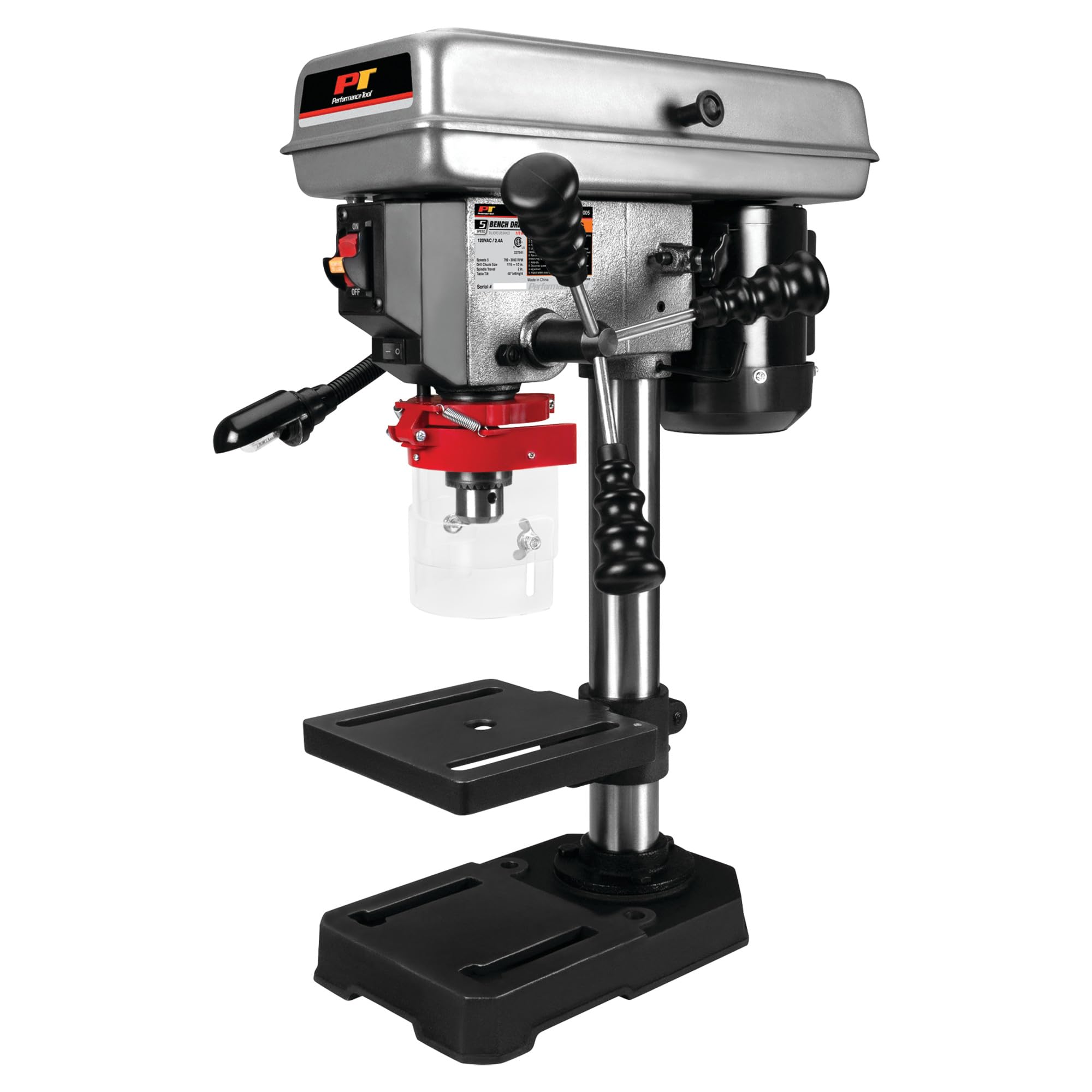 Performance Tool W50005 5-Speed 1/3 HP Bench Top Drill Press - Perfect for Woodworking, Metalworking & DIY Home Projects