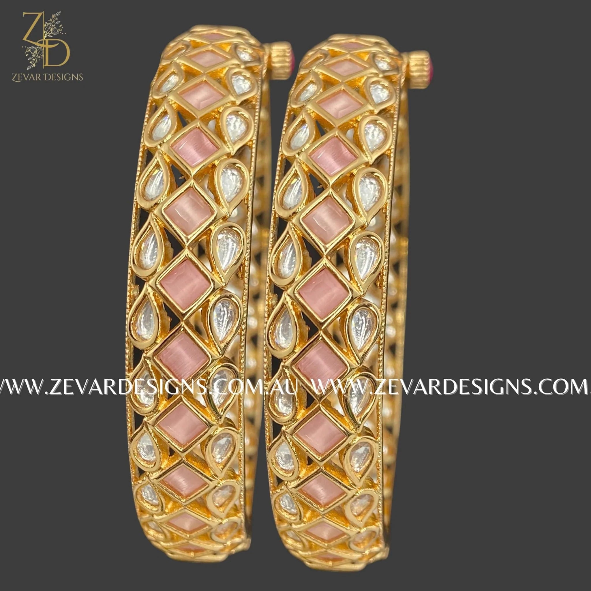 Exquisite Kundan Bangles in Pink - Traditional Indian Jewelry for Women - Perfect for Weddings, Parties & Festive Occasions