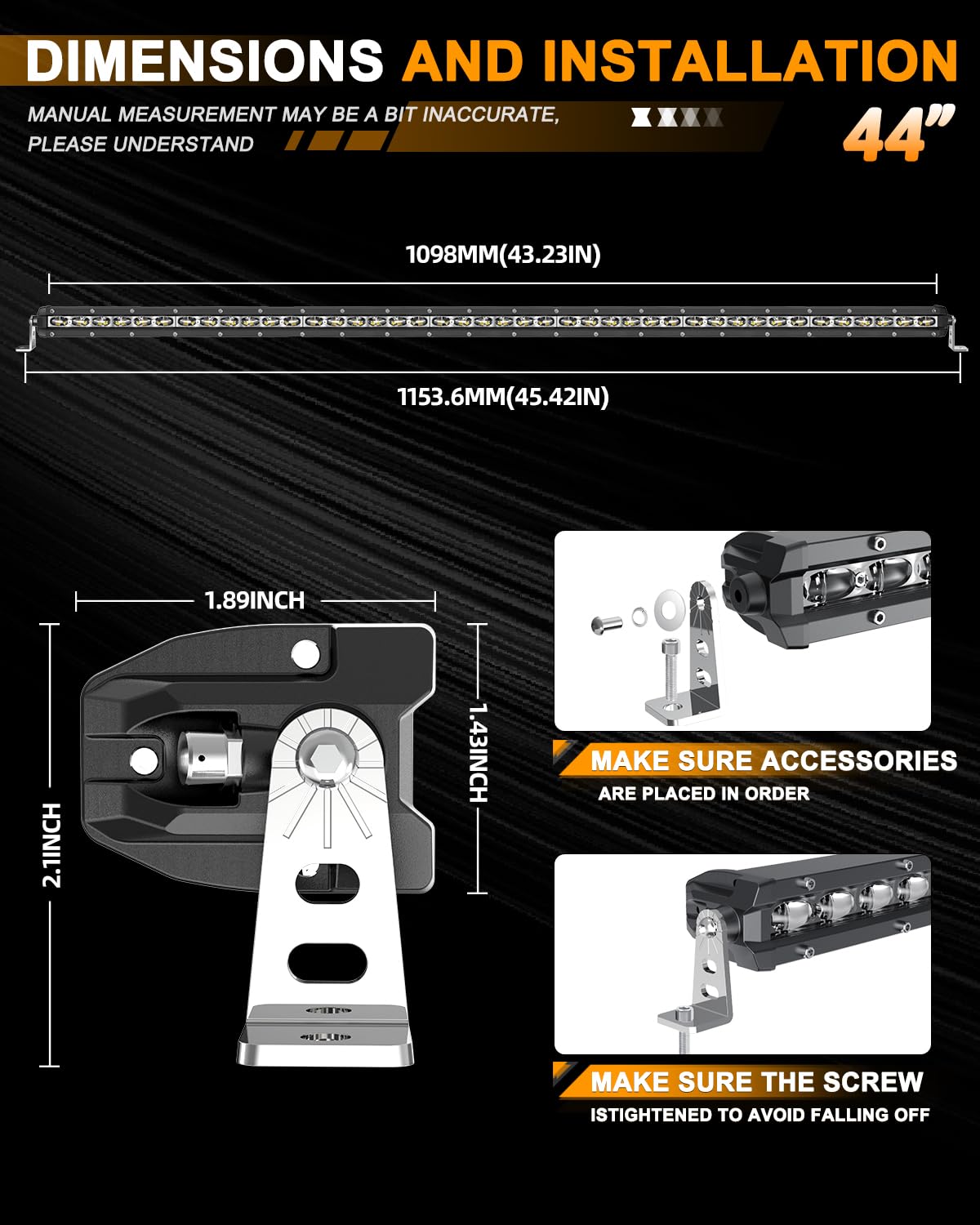 COLIGHT 44 Inch Single Row LED Light Bar - 30000LM 6D Off Road Driving Light for Trucks, SUV, ATV, Boat | Waterproof Bumper & Roof Mounting | Perfect for Night Off-Roading, Camping & Emergency Lighting