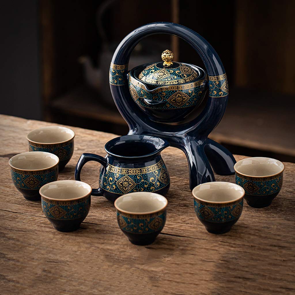 Premium GLXLSBZ Ceramic Stone Grinding Semi-Automatic Kung Fu Tea Set - Traditional Chinese Tea Ceremony Supplies for Home, Office & Meditation Use