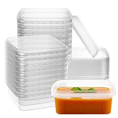 NYHI 8 oz 20 Pack Square Clear Deli Containers with Lids - BPA Free Disposable Plastic Food Storage Containers - Airtight for Meal Prep, Take Out & Kitchen Organization - Perfect for Restaurants, Catering & Home Use