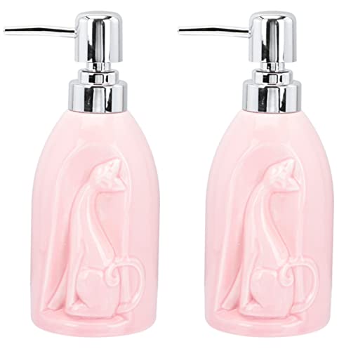 FRCOLOR 2 Pack Ceramic Pump Bottles for Lotion & Essential Oils - Empty Refillable Dispenser Bottles with Premium Ceramic Design - Perfect for Bathroom, Spa, Skincare & Travel Organizers