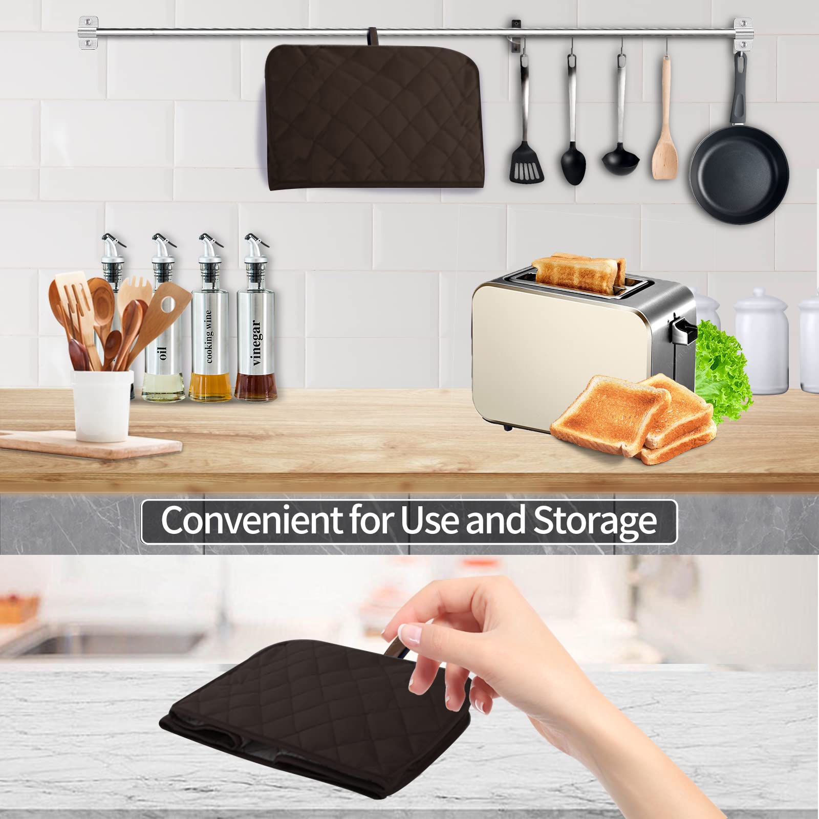 Quilted Polyester Toaster Cover for 4-Slice Bread Toaster - Dustproof & Fingerprint Resistant Bakeware Protector - Perfect Kitchen Gift for Mom (Cocoa Brown) - Ideal for Home, Kitchen & Housewarming Gifts