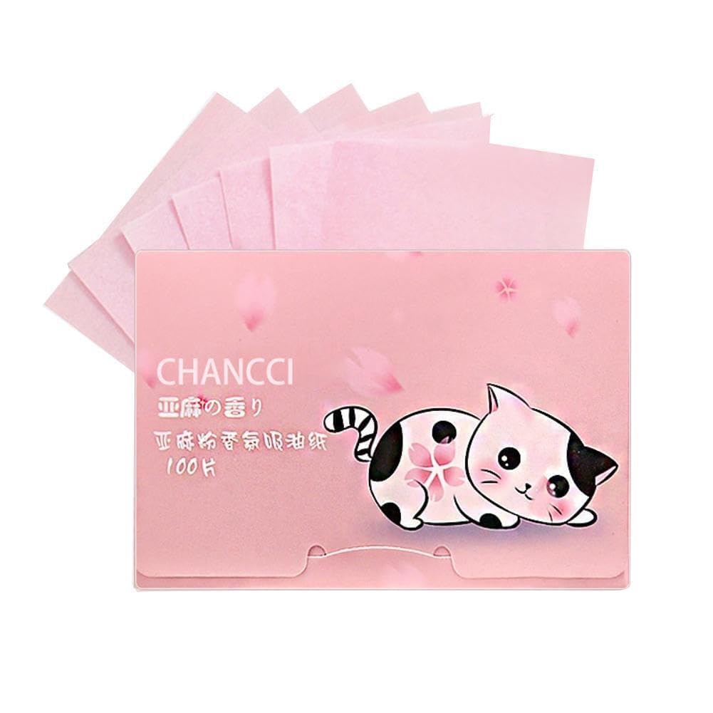 Darbee 100-Pack Rose Pink Natural Green Tea Oil Control Blotting Sheets for Oily Skin Care | Oil Absorbing Facial Paper | Reusable Oil Control Film Replacement for Clean & Clear Skin | Perfect for Makeup Touch-Ups, Gym, and Travel (1 Pack)