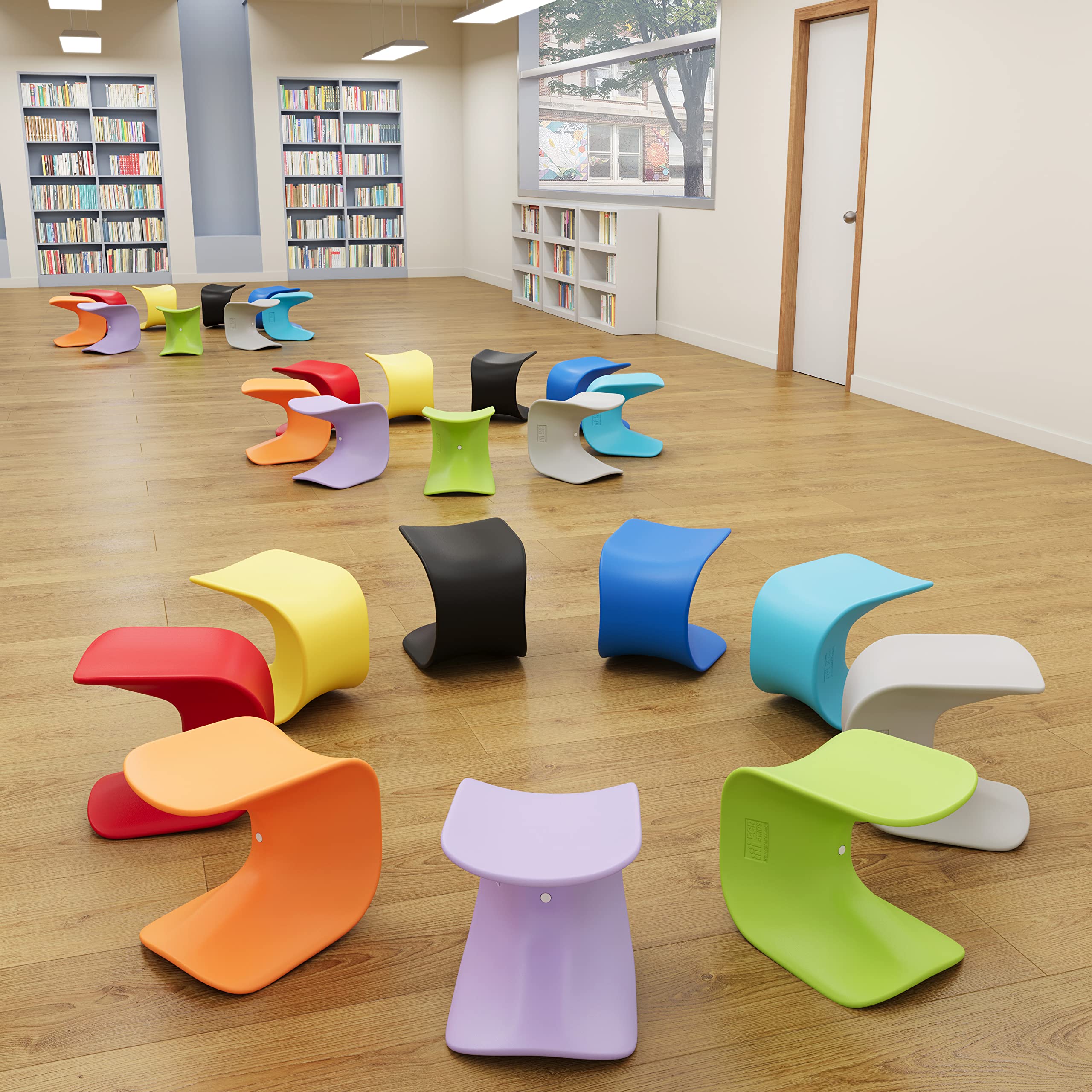 ECR4Kids Wave Seat - 14in to 15.1in Adjustable Height Wobble Stool, Blue (2-Pack) - Perfect for Classroom, Office & Home Use