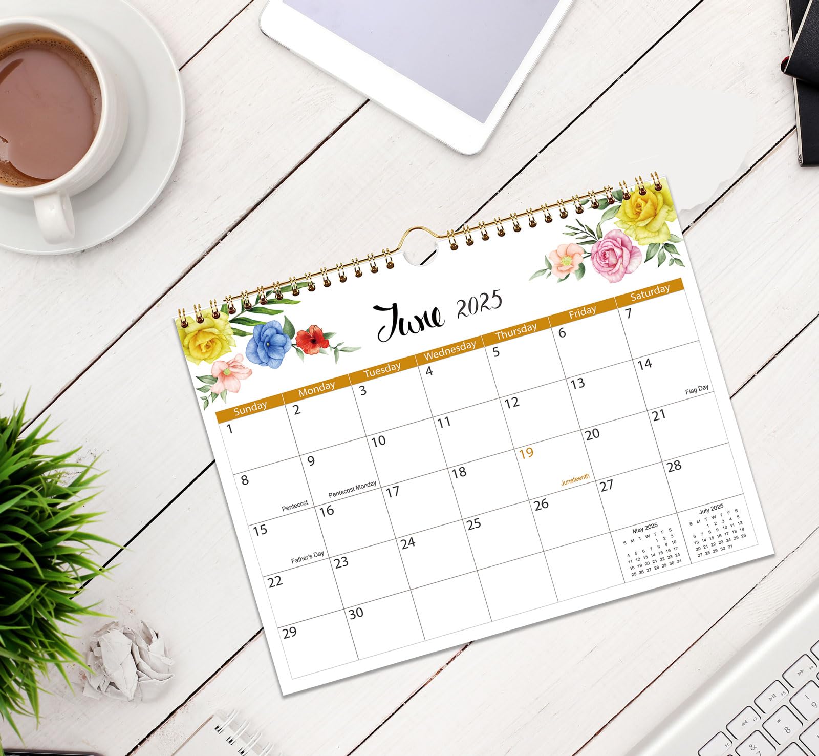 2024-2025 Wall Calendar with Floral Design - October 2024 to December 2025 Hanging or Desk Calendar (8.5