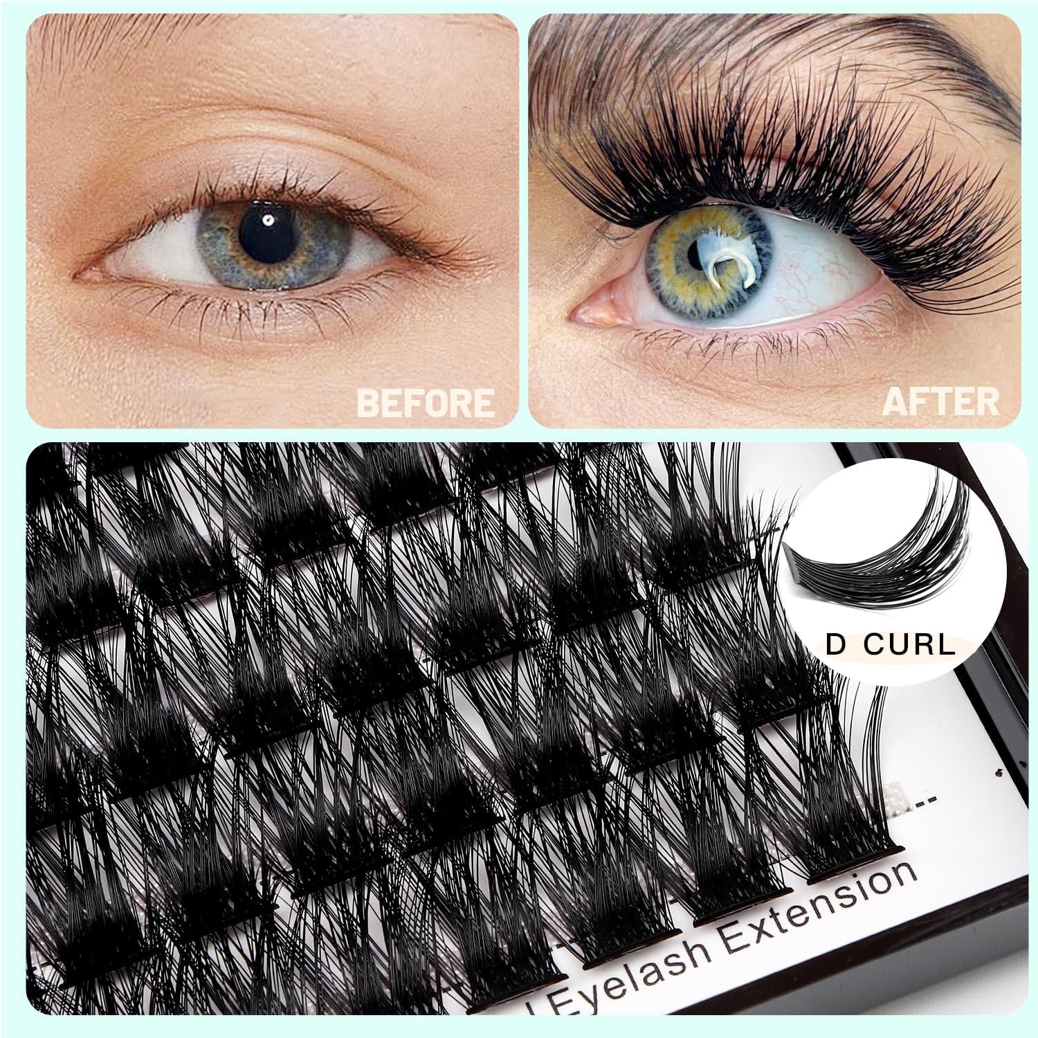 Premium 3D Effect Glue Bonded Cluster Eyelashes - 120 Clusters/Box, 8MM Wide Cluster, Natural False Eyelashes for Home & Professional Lash Extensions | Perfect for Parties, Weddings & Everyday Glam