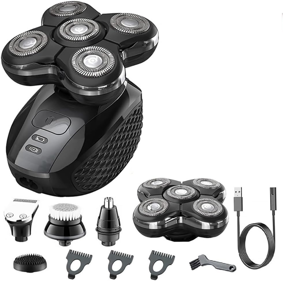 Best Electric Shavers for Men - 5-in-1 Rechargeable Wet/Dry Electric Razor with Beard Trimmer & Bald Shaving Head - Professional Grooming Kit for Home, Travel & Daily Use