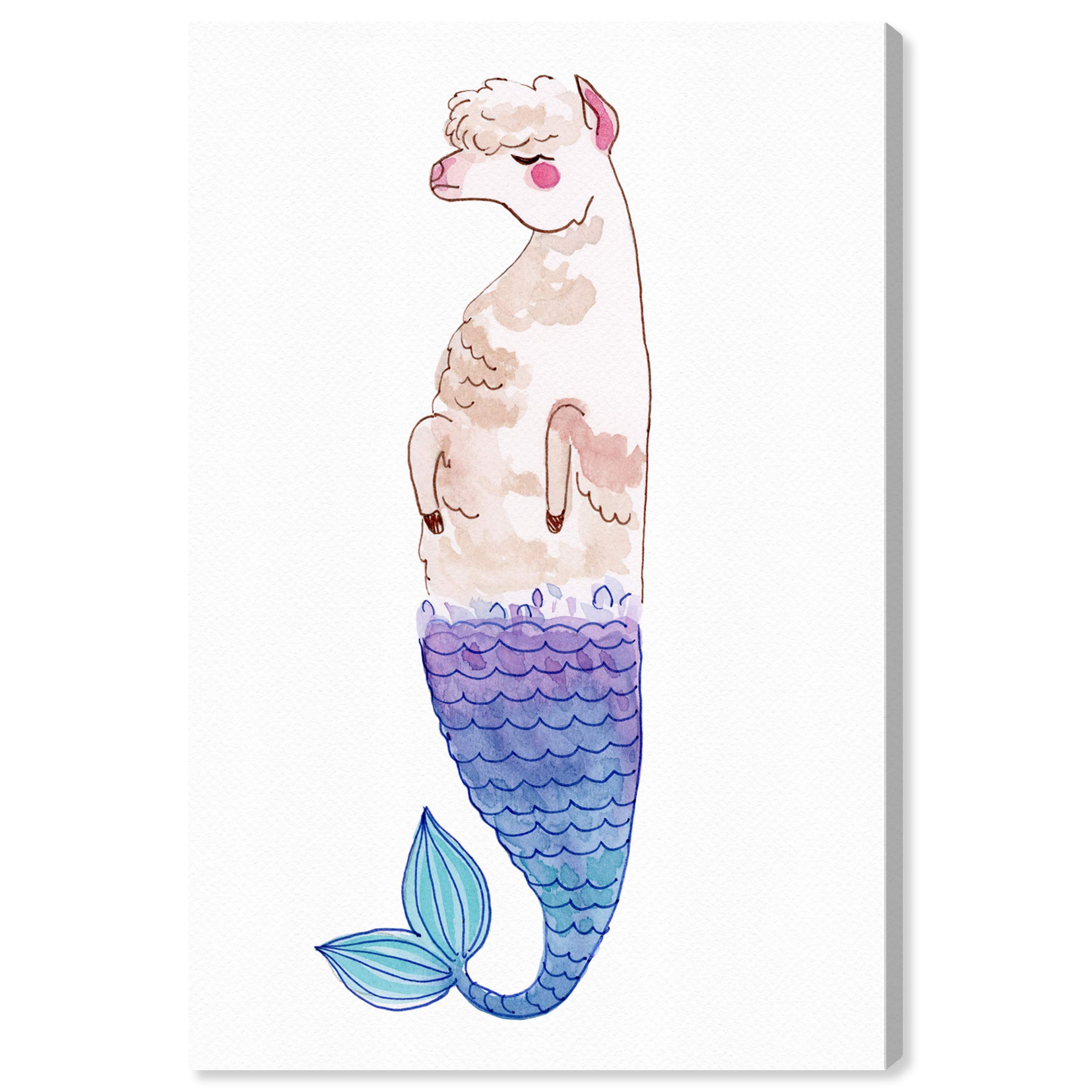 Llama Mermaid Fantasy Wall Art Canvas Print - 40x60 Inch Pink & Purple Home Decor by Oliver Gal Artist Co. | Perfect for Living Room, Bedroom or Office Wall Decoration