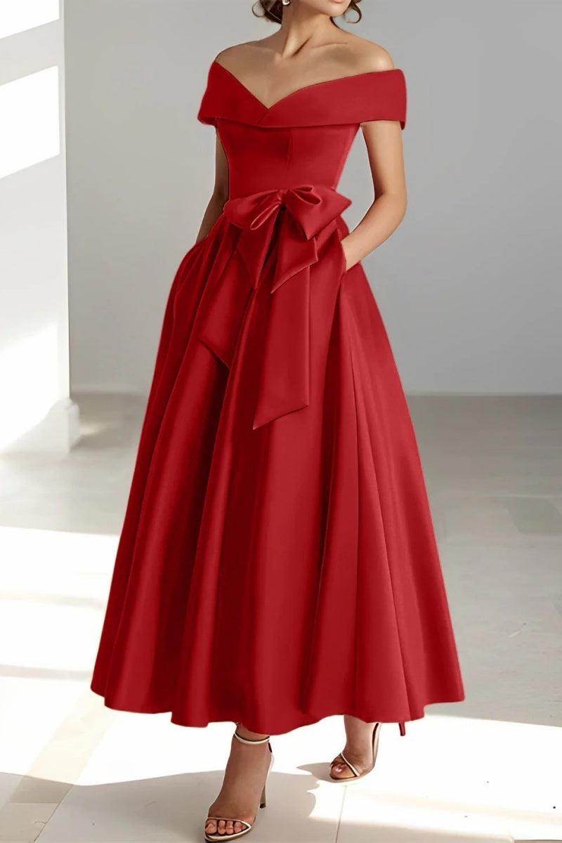 Elegant Off Shoulder Sleeveless Maxi Mother of the Bride Dress CM0332 - Perfect for Weddings, Formal Events & Special Occasions
