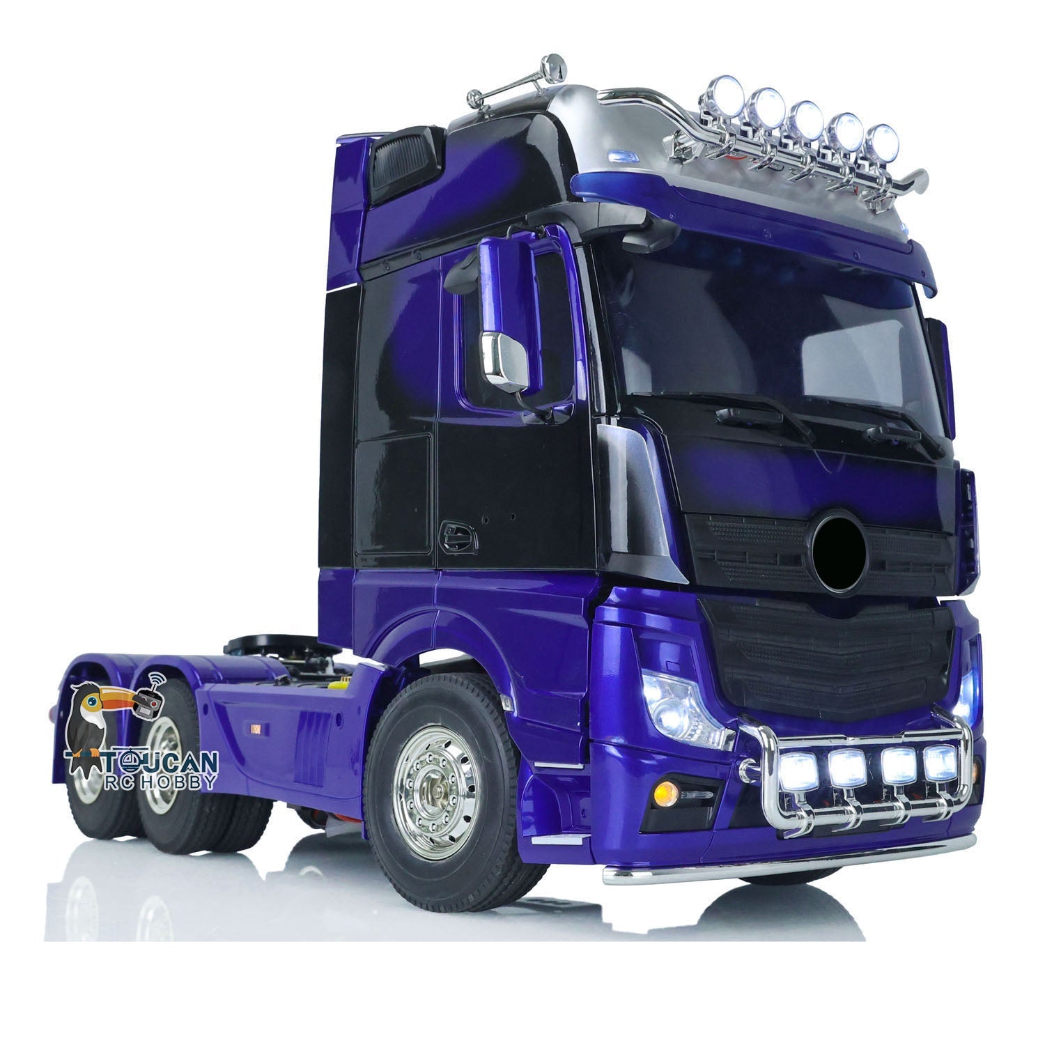 1/14 Scale Three Axles 6x4 RC Tractor Truck - Painted Assembled Model with Motor, ESC, Servo, Sound & Warning Lights | Remote Control Construction Vehicle for Adults & Kids | Perfect for Off-Road Play, Collection & Display