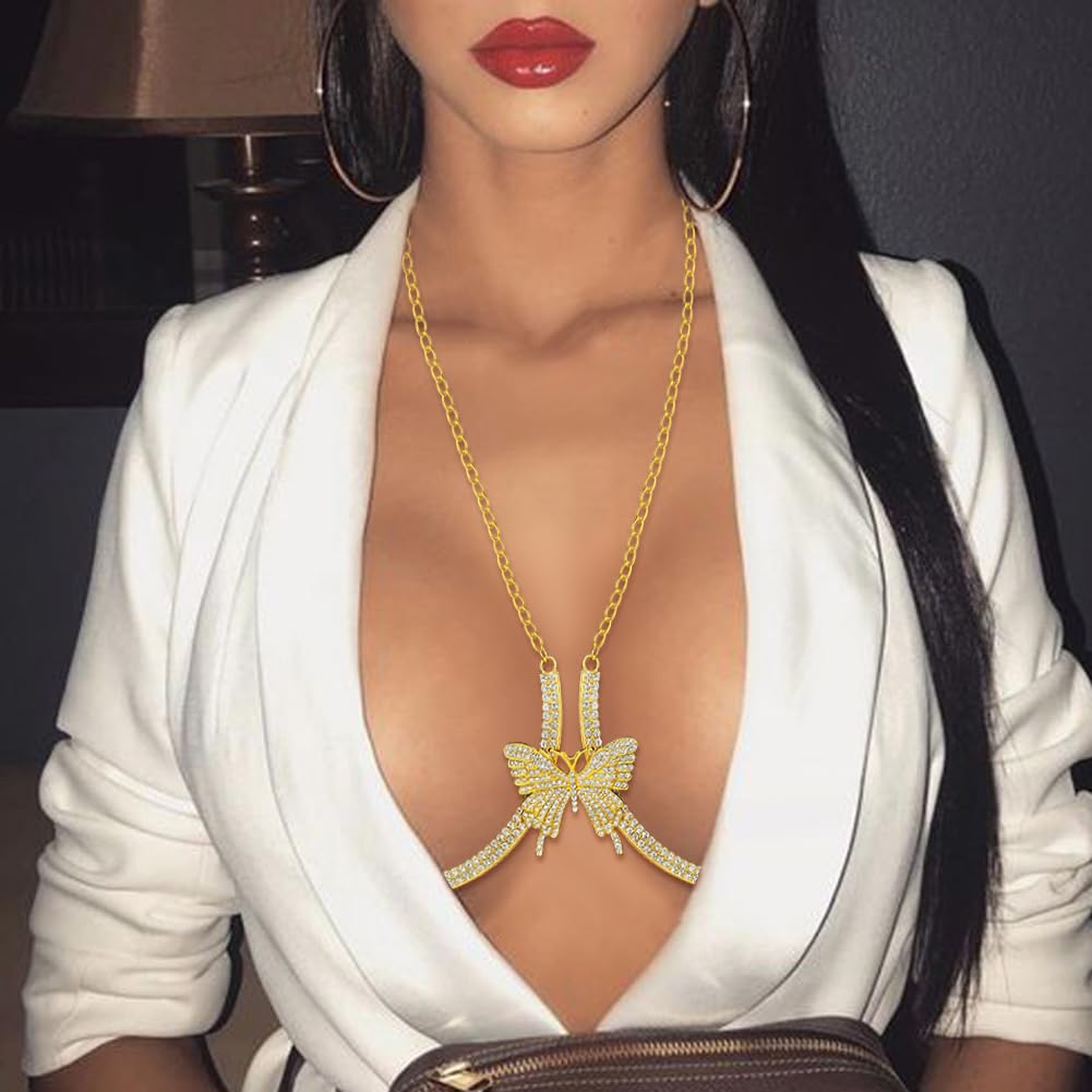 Sexy Rhinestone Crystal Bra Chain Body Jewelry for Women - Gold Bikini Breast Chain, Perfect for Beach Parties, Music Festivals & Bridal Shower Accessories