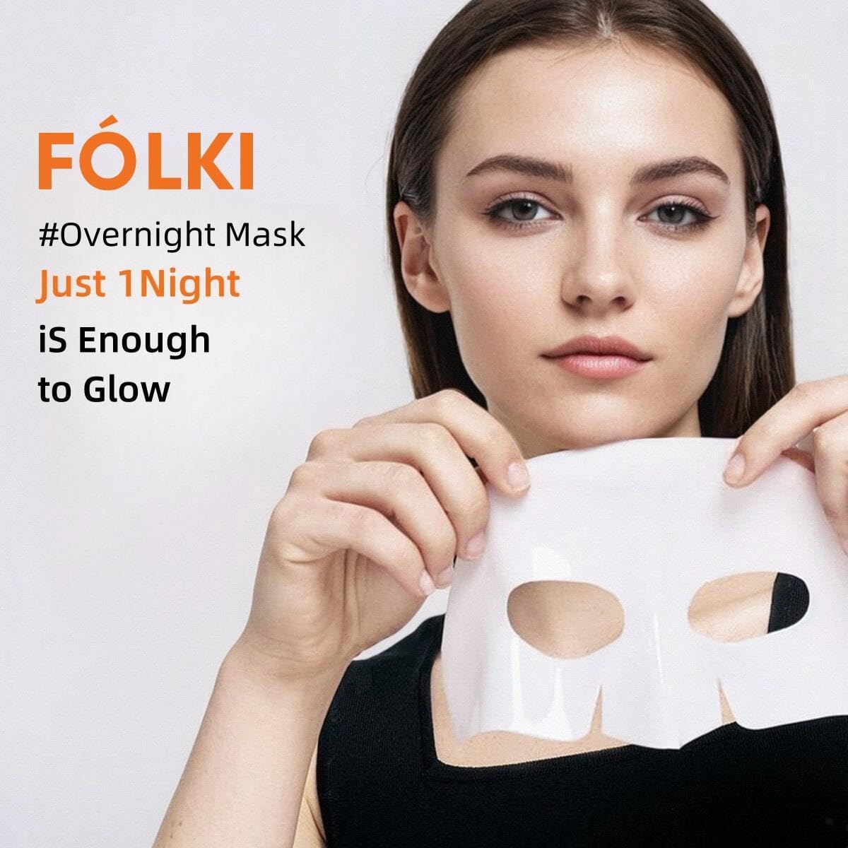 FOLKI Collagen Protein Face Mask with Hyaluronic Acid, Vitamin E & Niacinamide - Deep Moisturizing & Anti-Aging Treatment for All Skin Types - Hydrating Sheet Mask Set (4 Pack) - Perfect Gift for Women, Self-Care & Spa Night