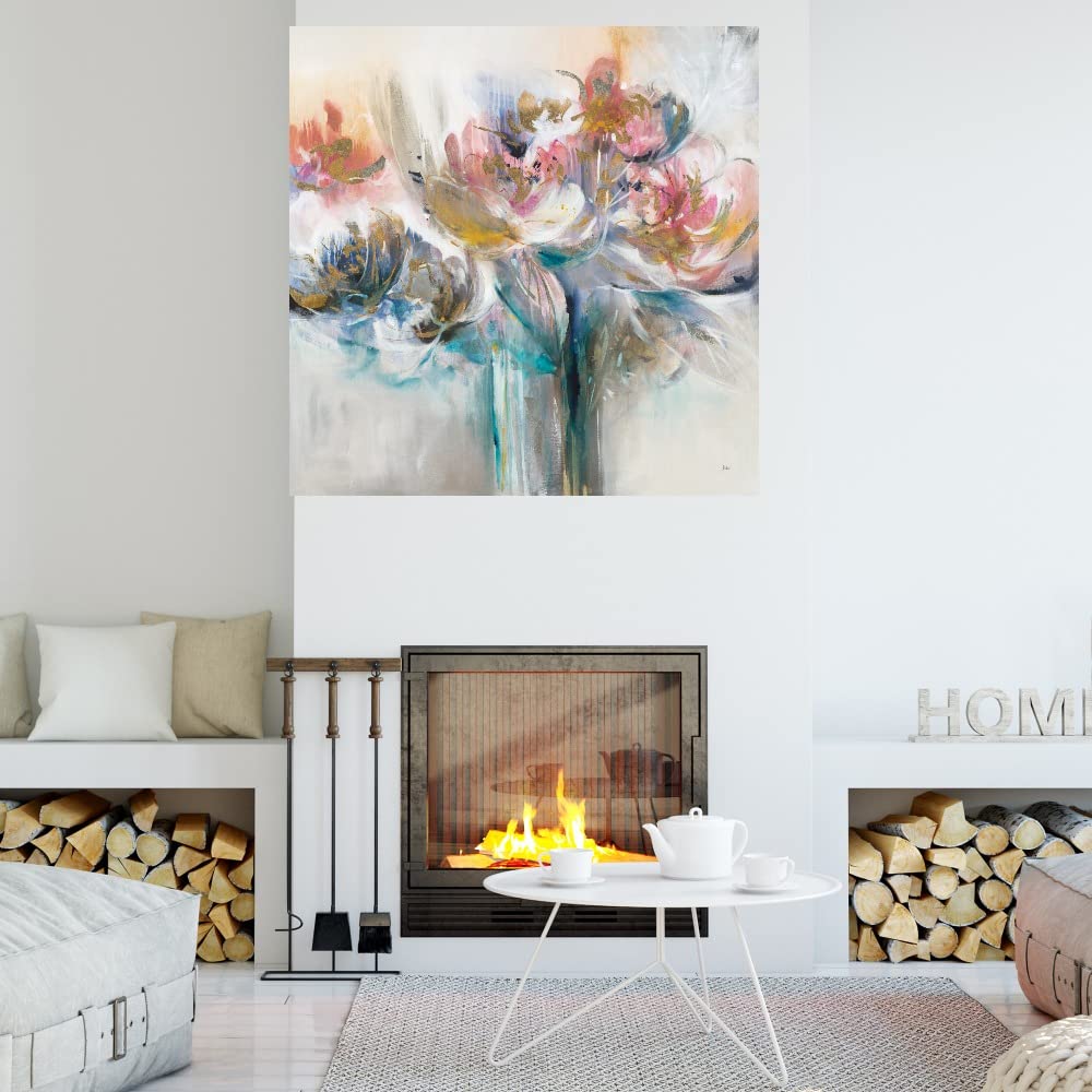 Blissful Moments Fine Art Canvas Wall Decor by Artist K. Nari - 32x32 Inch Ready-to-Hang Painting for Living Room, Bedroom, Office & More - Perfect for Home Decor, Housewarming Gifts & Interior Design