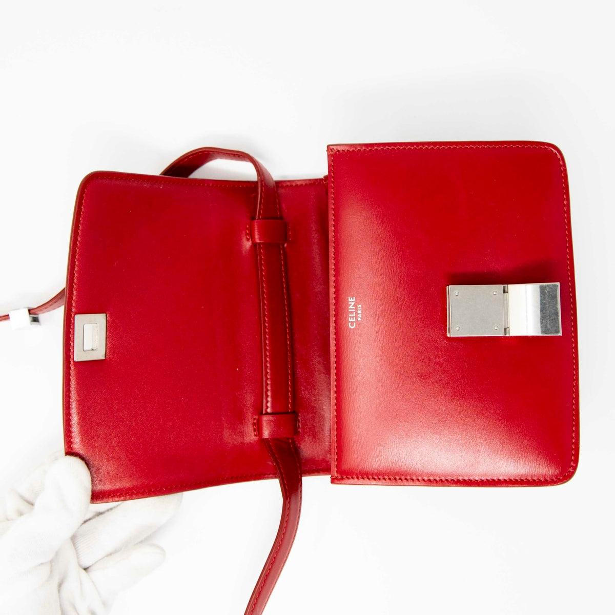 Celine Red Small Box Bag - Genuine Leather Crossbody Purse for Women | Perfect for Date Night, Parties & Everyday Use