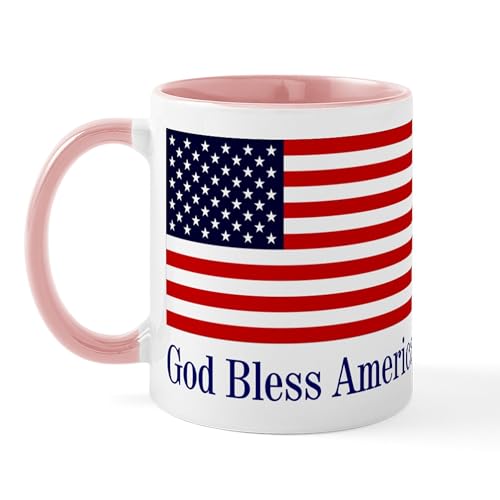 White/Pink Inside - God Bless America Mug