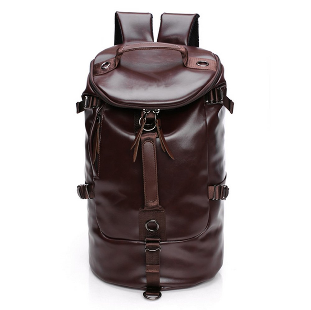 Premium Leather Travel Duffel Bag for Men - Waterproof Laptop Backpack & Airplane Carry-On - Convertible Business Bag (Handbag/Shoulder Bag/Backpack) - Ideal for Business Trips, Gym & Weekend Getaways