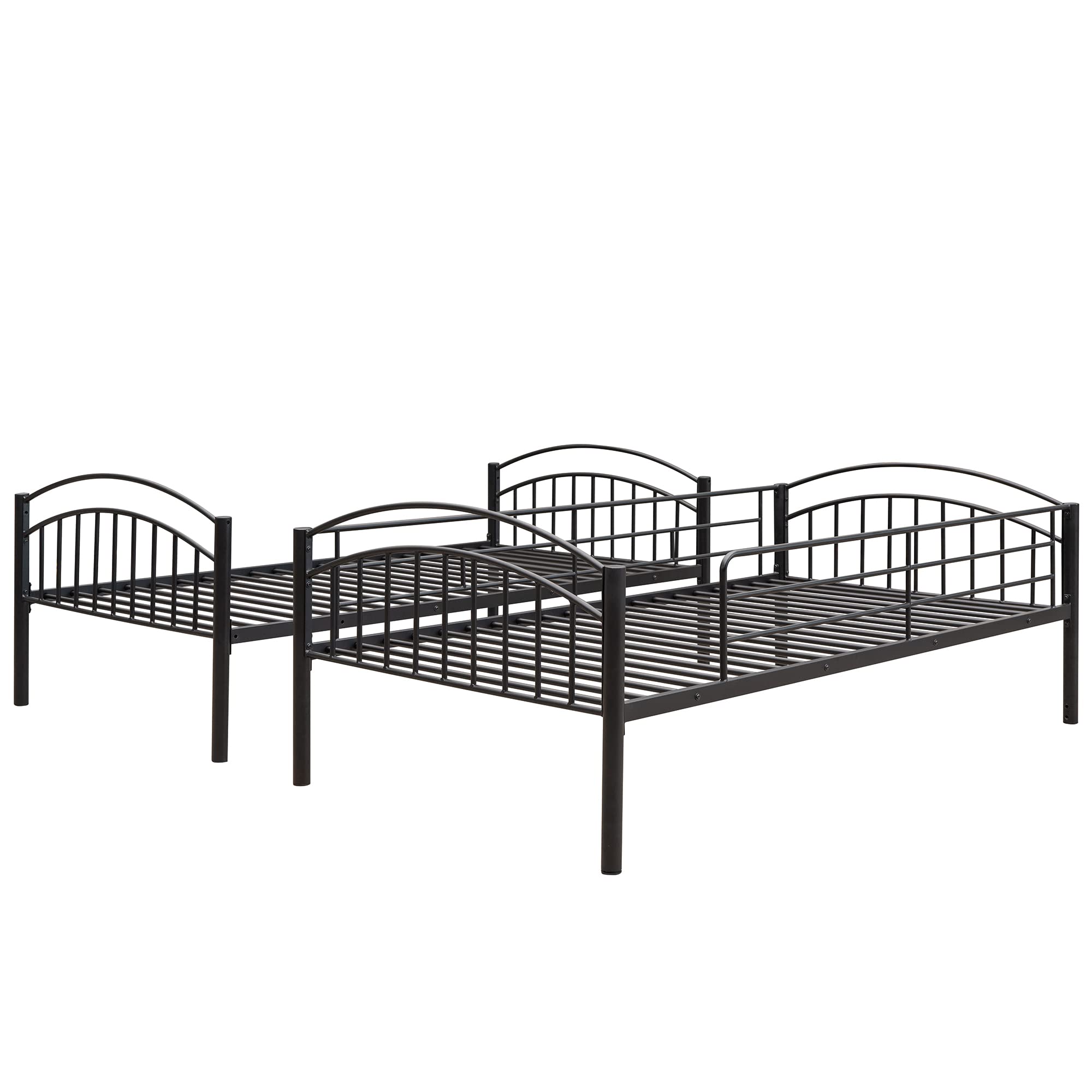 Polibi Twin-Over-Twin Metal Bunk Bed - Heavy Duty Steel Frame with Safety Guardrails & Ladder - Converts to 2 Separate Twin Beds (Black) - Perfect for Kids Rooms, Dormitories & Space-Saving Bedroom Solutions