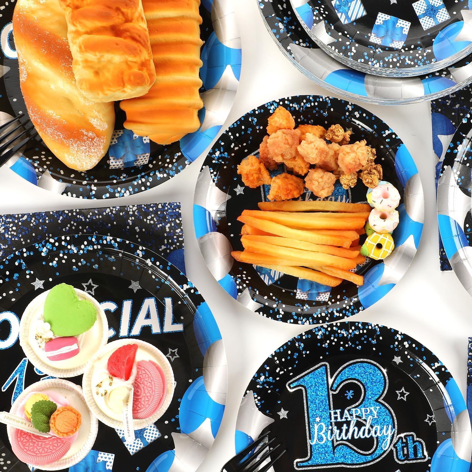 100 Pcs Blue 13th Birthday Party Supplies Set - Disposable Plates, Napkins & Forks for Boys | Teen Birthday Decorations, Tableware & Favors for 13 Year Olds | Perfect for Teen Birthday Parties, Celebrations & Dinnerware