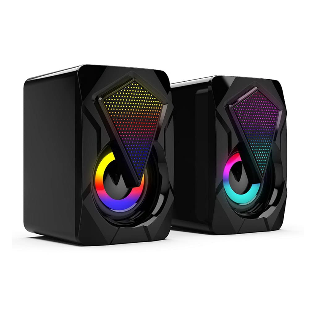 axGear USB-Powered 3.5mm Computer Speakers with LED Lights & Volume Control - Perfect for Laptop, Gaming & Home Office Setup