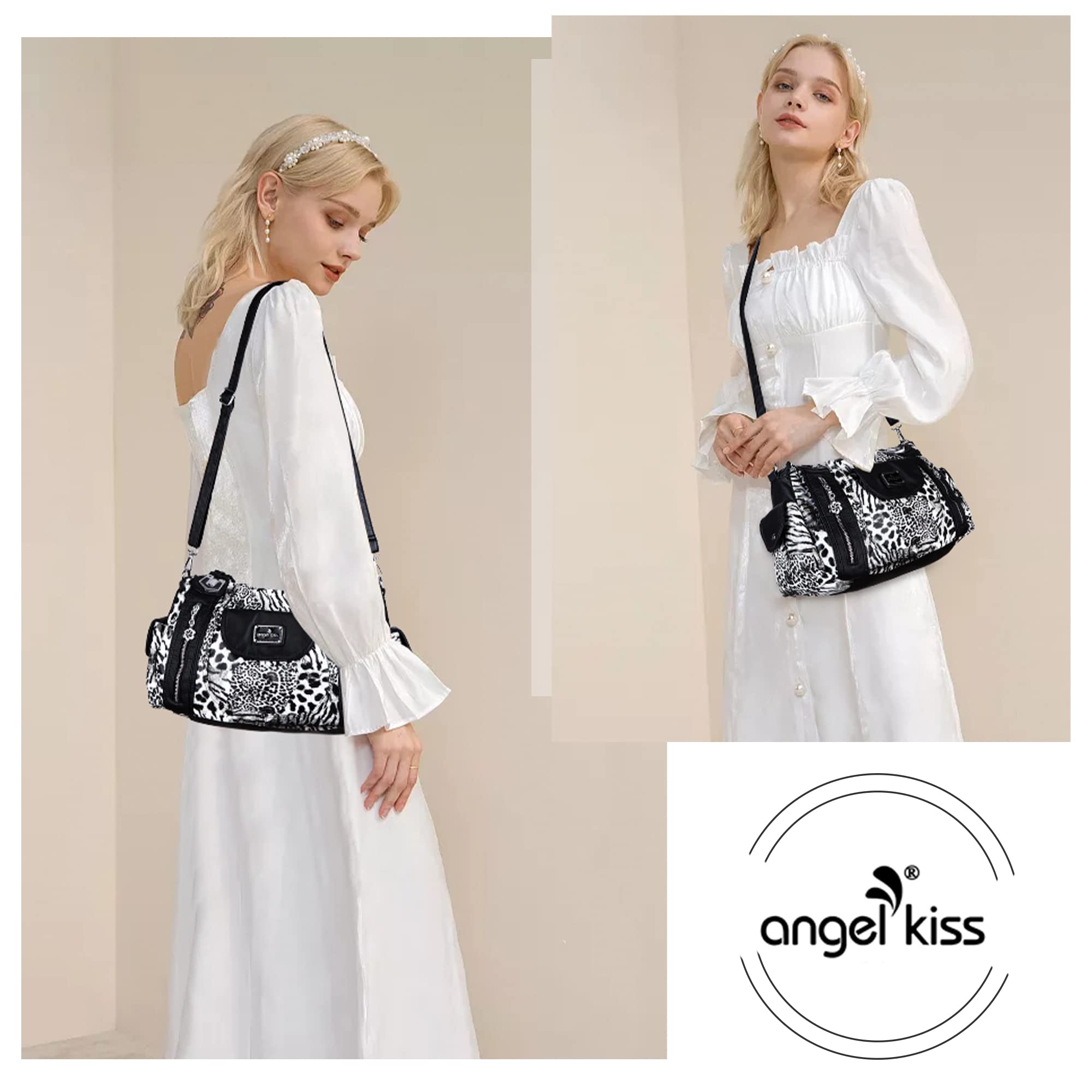 Angel Kiss Women's Large Shoulder Bag - Faux Leather Hobo Tote Purse with Multiple Pockets, Stylish Satchel for Work, Travel & Everyday Use