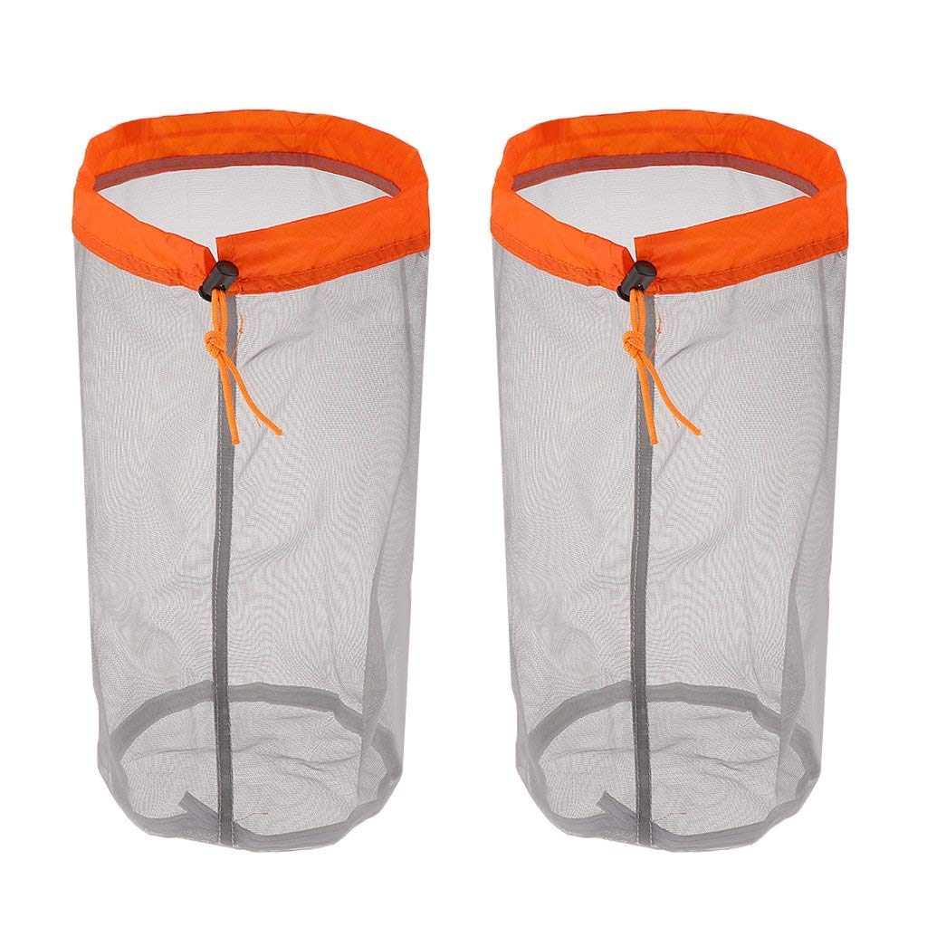 2-Pack Ultra Lightweight Nylon Mesh Drawstring Storage Bags - Waterproof Organizer Pouch for Clothes, Toys & Gear - Perfect for Camping, Hiking, Beach Trips & Outdoor Adventures