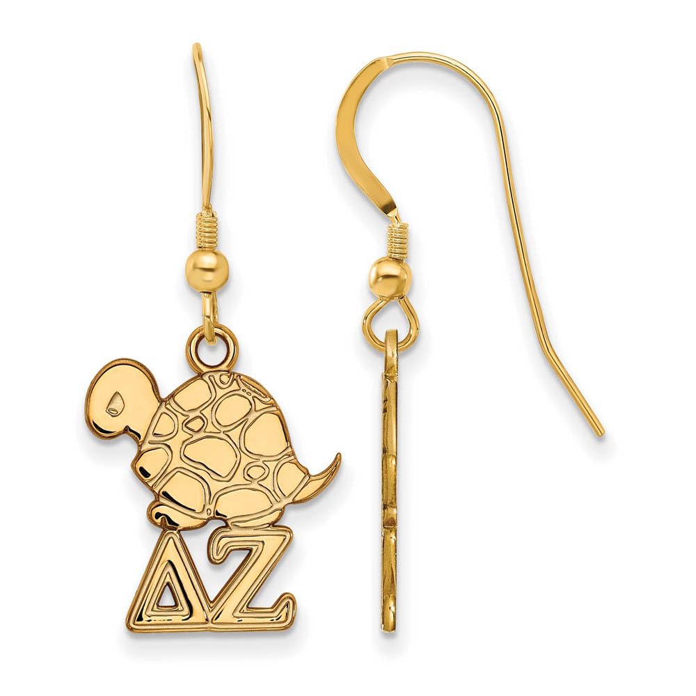 Sterling Silver Delta Zeta Small Dangle Earrings for Women - Greek Sorority Jewelry Gift for Sisters, Formal Events & Everyday Wear