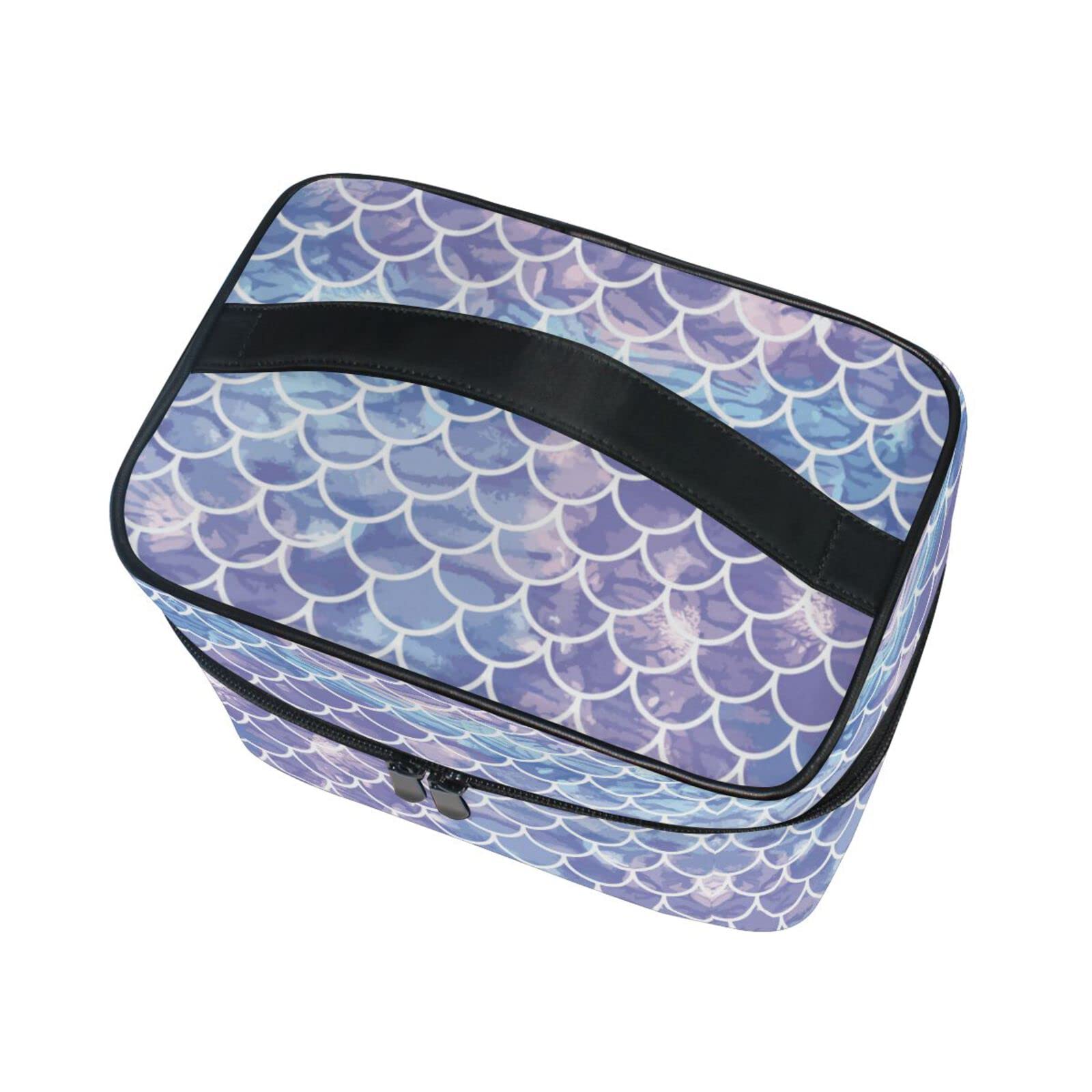 Floral Fish Scale Mermaid Cosmetic Bag - Waterproof Makeup Organizer with Zipper for Women & Girls | Perfect for Travel, Gym, and Daily Beauty Essentials Storage