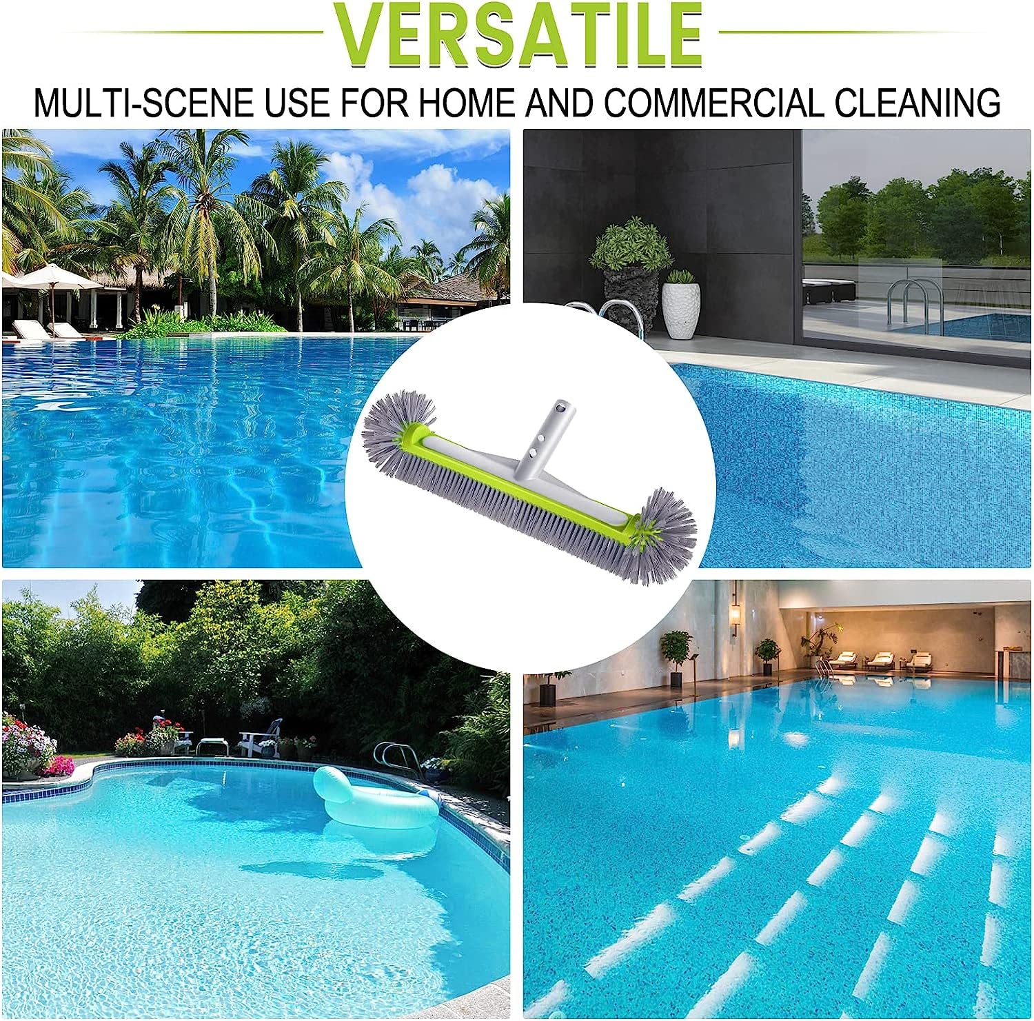 Professional Swimming Pool Brush Head with Round Ends - 17.5